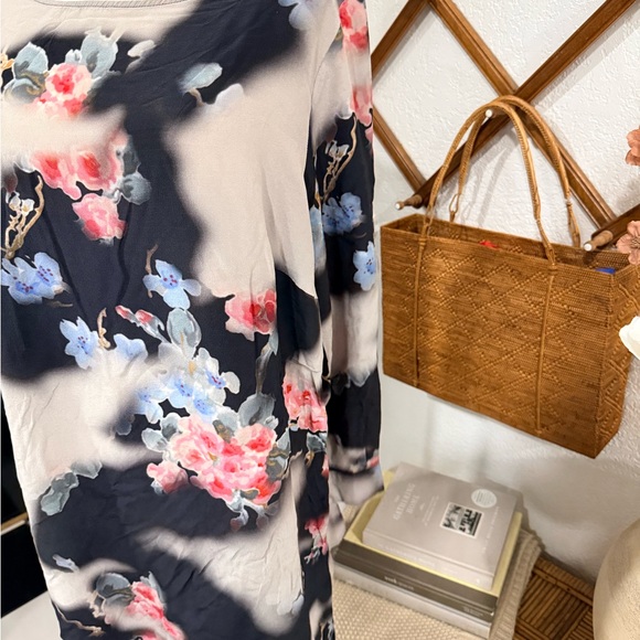 Marina Rinaldi Black and Pink Floral Blouse - Picture 4 of 6